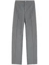 Moncler Logo Buttoned Straight-leg Trousers In Grey