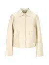 Moncler フラップポケット レザージャケット In Neutral