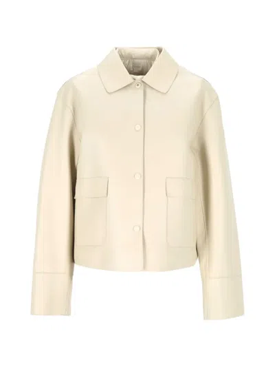 Moncler フラップポケット レザージャケット In Neutral