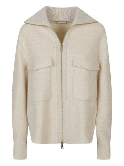Moncler Flap-pocket Zip Jacket In Neutral