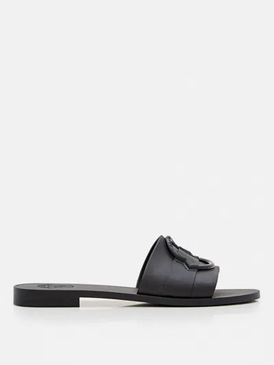 Moncler Flat Sandals Woman  In Black