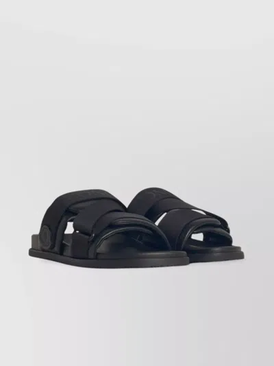 Moncler Flat Sole Leather Blend Sandals In Black