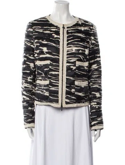 Pre-owned Moncler Flavienne Giubbotto Printed Evening Jacket In Black