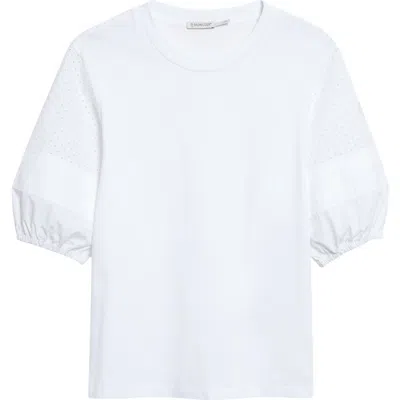 Moncler Flax Blend Crewneck T-shirt In White