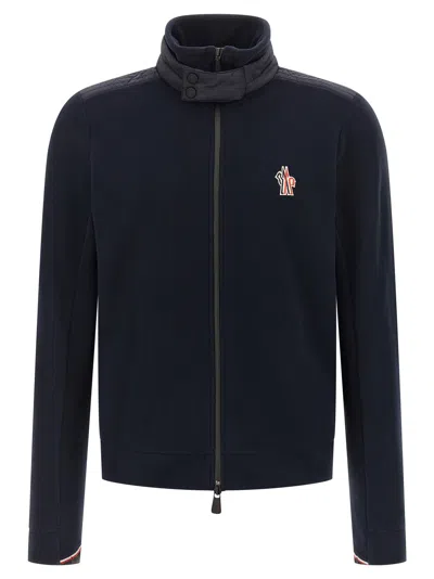 Moncler Grenoble Fleece Cardigan In Blue
