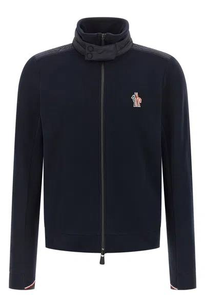 Moncler Fleece Cardigan In Blue