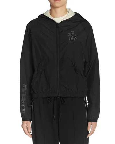 Moncler Fleece Hood Windbreaker In Black