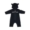 Moncler Fleece Hooded Romper Suit Kids In Black