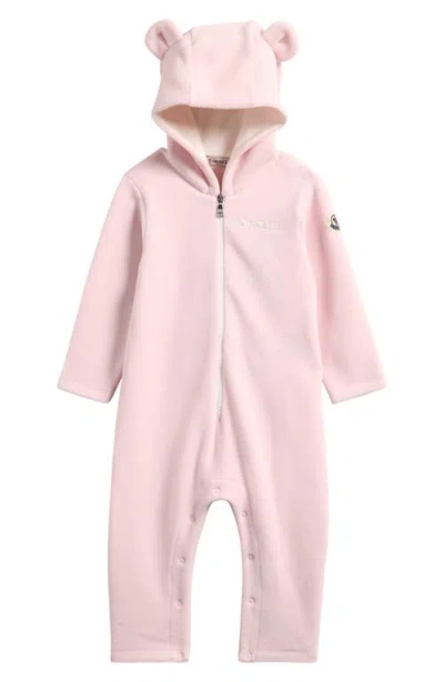 Moncler Kids'  Fleece Hooded Zip Romper In Blue