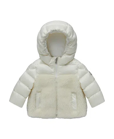 Moncler Fleece-panelling Padded Jacket In White