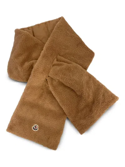 Moncler Fleece Scarf In Brown