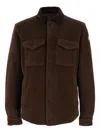 Moncler Cozy Jacket With Chest Pockets And Corduroy Collar In Brown