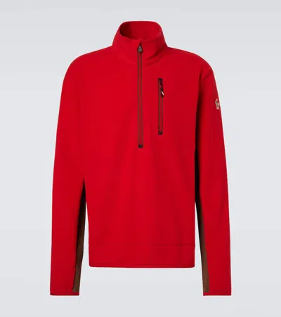 Moncler Fleece Ski Sweater In Red
