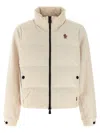 Moncler High Collar Fleece Pullover With Elastic Hem In White