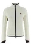 Moncler High Collar Fleece Sweatshirt With Contrast Trim In White