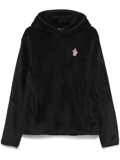 Moncler Fleece-texture Hoodie In Black