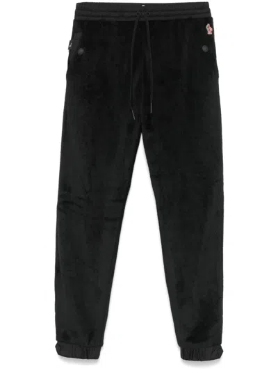 Moncler Fleece-texture Trousers In Black