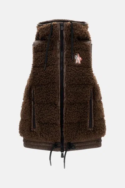 Moncler Fleece Vest In Brown