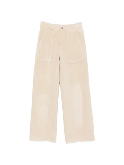 Moncler Fleece Wide-leg Trousers In Neutral