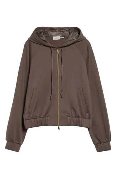 Moncler Fleece Zip Hoodie In Nude