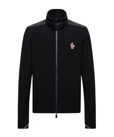 Moncler Fleece Zip-up Sweatshirt In Black
