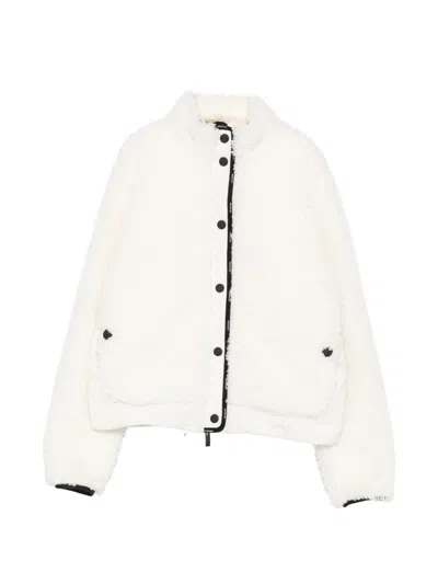 Moncler Fleece Zip-up Jacket In White
