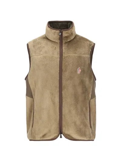 Moncler Fleece-texture Logo-patch Gilet In Multi
