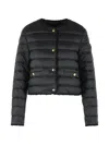 Moncler Fleurs Short Down Jacket In Blue