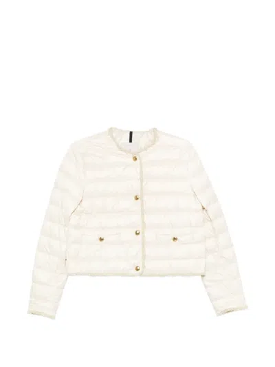 MONCLER FLEURS BOUCLÉ-TRIMMED PUFFER JACKET