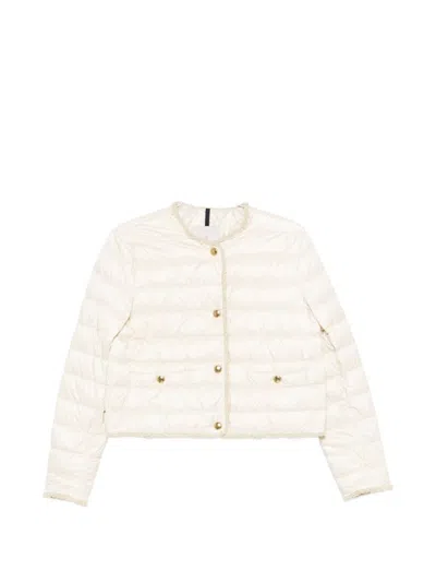 Moncler Fleurs Short Down Jacket In White