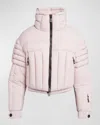 Moncler Flims Cropped Puffer Bomber Jacket In Pastel Pink