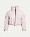 Moncler Flims Cropped Puffer Bomber Jacket In Pastel Pink