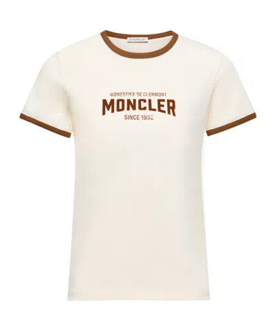 Moncler Flock Logo Jersey T-shirt In Neutral