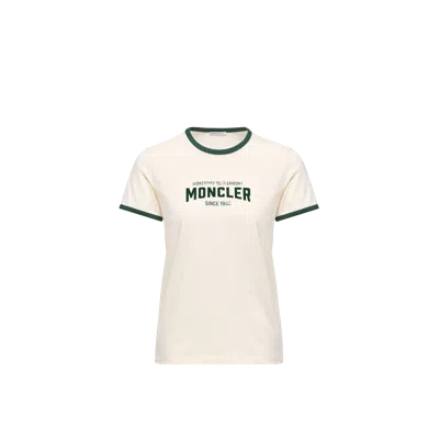 Moncler T-shirt En Jersey À Logo Floqué, Femme, Blanc, Taille: Xl In Neutral
