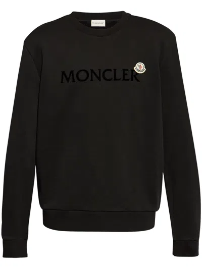 MONCLER FLOCKED-LOGO COTTON SWEATSHIRT