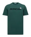 Moncler Flocked Logo Cotton T-shirt In Green