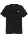 Moncler Men T-shirt With Flocked Cotton Logo In Black