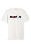 Moncler Off-white Flocked T-shirt In Silk White