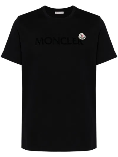 Moncler Logo Cotton T-shirt In Black