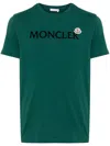 Moncler Flocked Logo Cotton T-shirt In Green