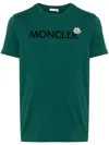 Moncler Flocked Logo Cotton T-shirt In Green