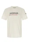 Moncler Mens Natural Logo-print Crewneck Cotton T-shirt In White