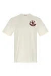 Moncler Flocked Logo T-shirt In Organic Cotton With Aesthetics In White