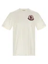 Moncler Flocked Logo T-shirt In Organic Cotton With Aesthetics In White