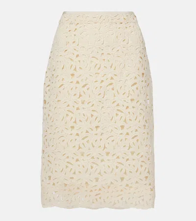 Moncler Floral Cotton Jersey Pencil Skirt In White