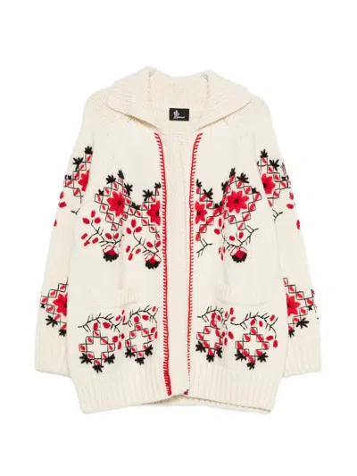Moncler Floral-detail Cardigan In Neutral