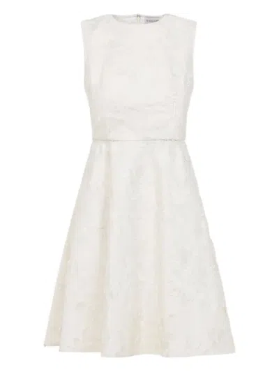 Moncler Cotton Midi Dress Flared Skirt In White