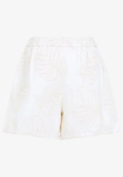 Moncler Floral Embroidered Mini Shorts In White