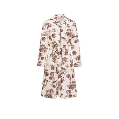 Moncler Robe Chemise Florale Longueur Genou, Femme, Blanc, Taille: 44 In Neutral