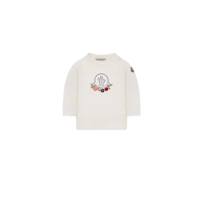 Moncler Kids' Floral Long Sleeve Cotton Blend T-shirt, Girls, White, Size: 12/18m